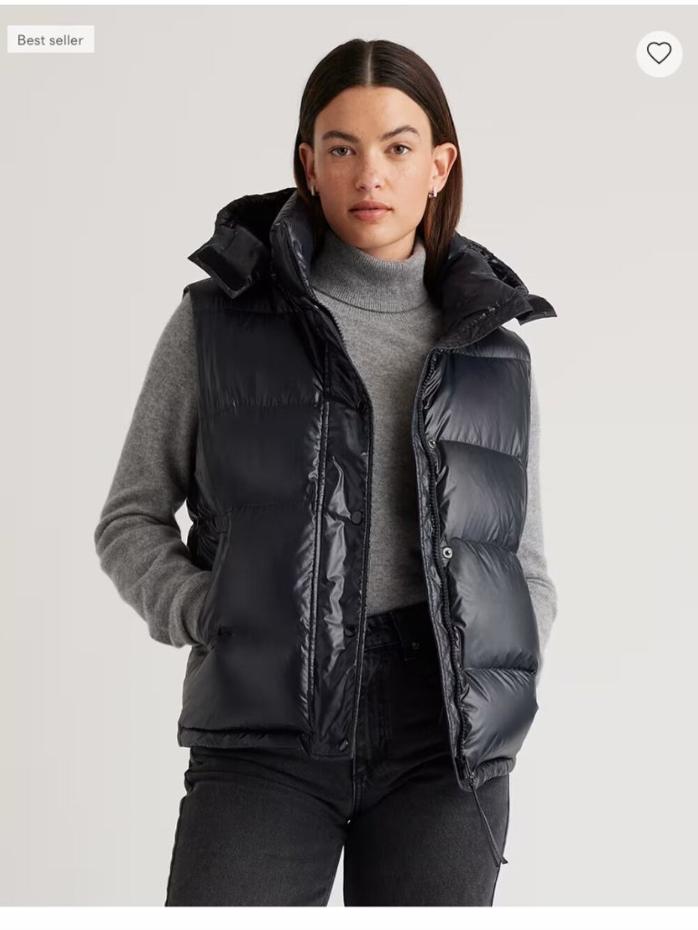 Quince Responsible Down Puffer Vest in Shiney Black Size Large